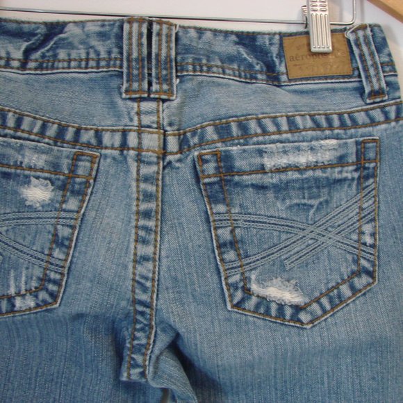 Aeropostale Jeans Bayla Skinny Straight Distressed Size 3 / 4 Tall 30" Inseam - Picture 12 of 15